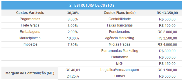 Custos Fixos, Variáveis e Margem Contribuição E-commerce